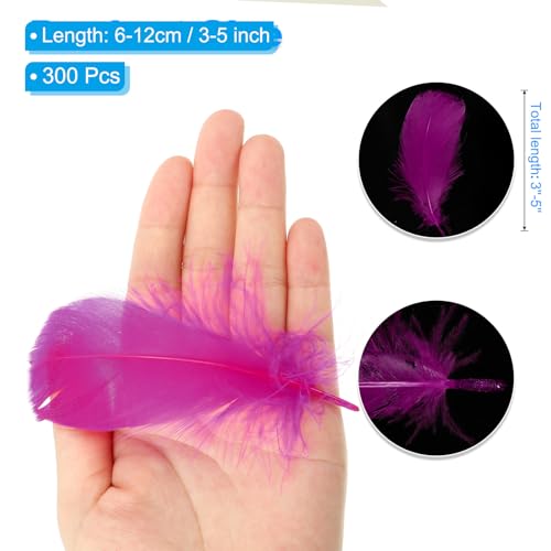 PATIKIL Colorful Feathers 3-5inch, 300pcs Goose Feathers Bulk for Crafts DIY, Wedding Home Party Decorations Dream Catcher, Fuchsia