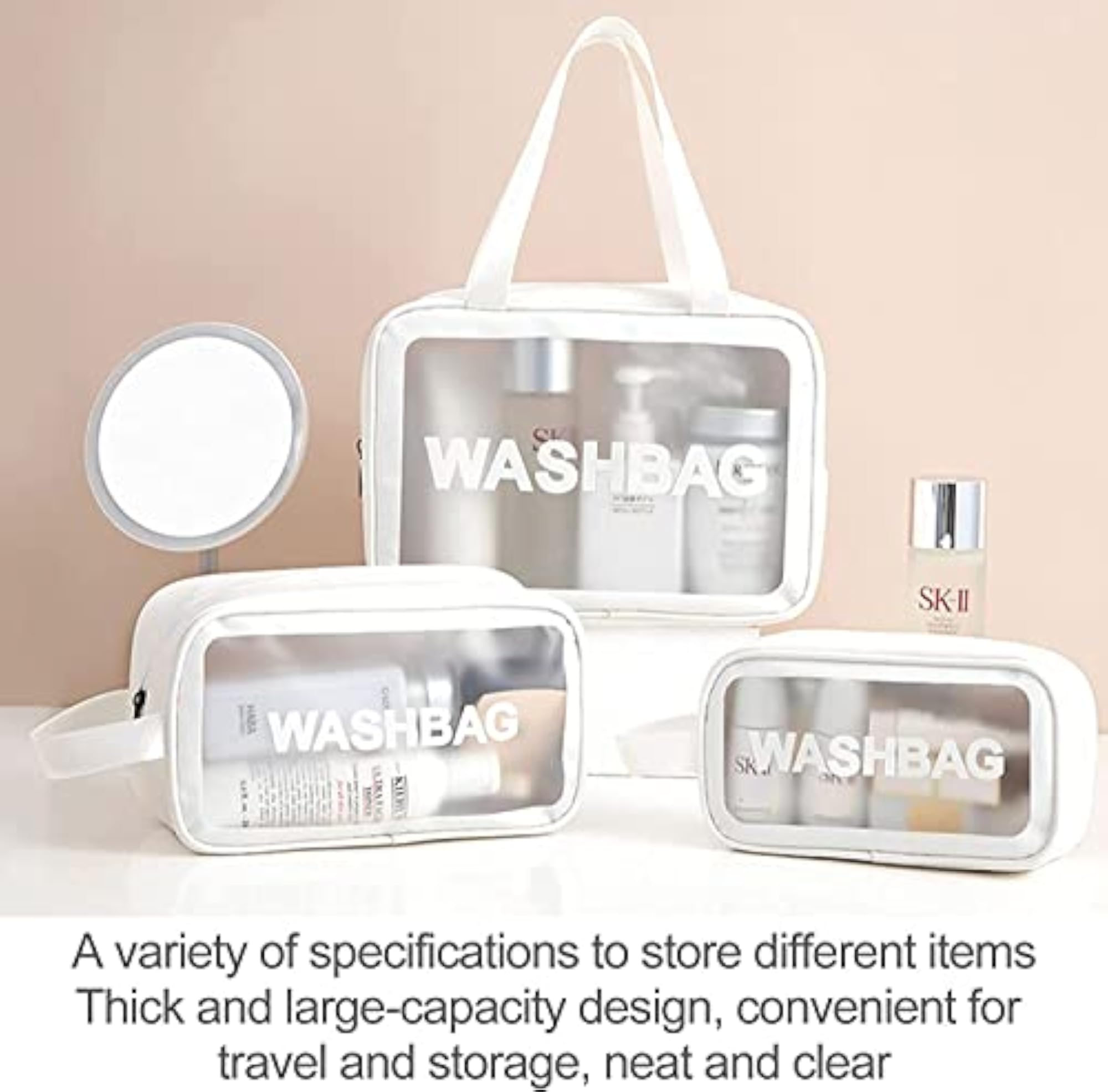 PVC Travel Toiletries Organizer Cosmetic Bag, Portable
