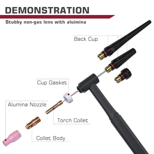 ARCCAPTAIN TIG Welding Torch Accessories kit 71 Pcs Alumina Nozzle Collets Body Stubby Gas Lens #12 Glass Cup consumables Kit For WP-17/18/26-Black