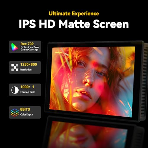 Image of PortKeys HD7T 7 inch Touch Screen DSLR Camera Field Monitor, 1000 Nits High-Bright, 4K30P HDMI Input, 3D LUT, Rec.709, Video Monitor with Sunshade for DSLR Cameras (with Battery)