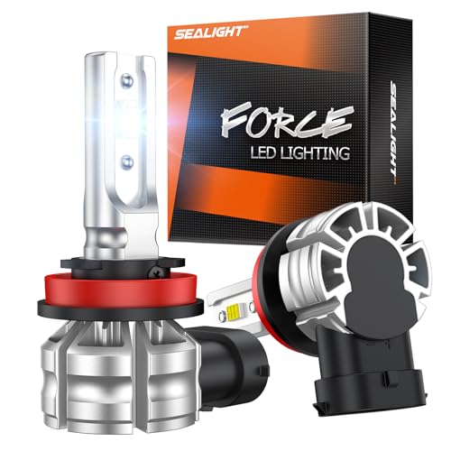 Image of SEALIGHT H8 H16 H11 LED Fog Light Bulbs, 10000LM 6500K Cool White Fog Lights LED, 1:1 Mini Design Plug & Play, IP68 Waterproof H11 LEDs, Pack of 2