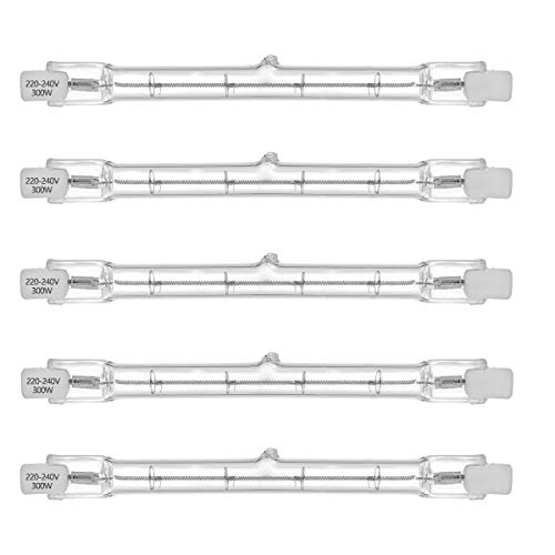VINBE Tube halogène HaloLine, base R7S, lampe tube halogène T3, 230V, 230W=300W, 118 mm, blanc chaud - 2800K (5 pièces)