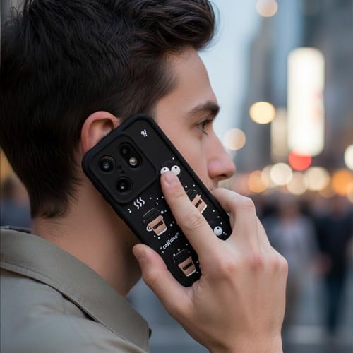 Image of DARKFIT Back Case Cover Compatible for Vivo X200 FE 5G | Cute Fun Cartoon 3D Ball | Coffee Silicone Case | Case Cover with Camera & Body Protection | Shock Proof | for Vivo X200 FE 5G | Color Black