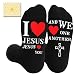 SOKOUHONNER I Love Jesus Socks - Christian Gifts Sock Religious Faith Socks for Catholic Men Women Christian Gift Ideas Gifts Box Ready for Present