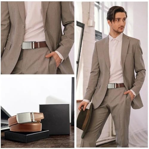 Mens Belt Genuine Leather Luxury Belt Metal Automatic Alloy Buckle Fashion Ratchet Belts for Men2