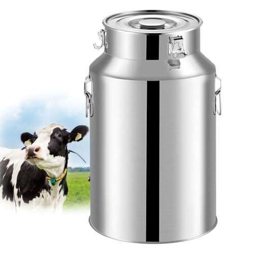 ApuaVireo&Co Cubo de leche de acero inoxidable 201, resistente, for transporte de leche, hermético, con tapa de silicona.(14L)