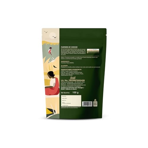 Image of TWO BROTHERS ORGANIC FARMS - Turmeric Powder (100 Gm) | Naturally Grown, Stonegrinded Haldi Powder | Good For Digestive & Skin Health | Ground Turmeric Powder