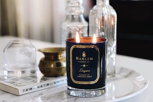 Harlem-Candle-Co-Langston-Luxury-Candle-11-oz-Blue-Glass-Jar-Double-Wick-Soy-Wax-Gift-Box-Jasmine-Sandalwood-Nutmeg-Cloves-Vanilla-Leather-and-Amber-80-Hour-Burn Harlem Candle Co Langston Luxury Candle 11 oz Blue Glass Jar Double Wick Soy Wax Gift Box Jasmine Sandalwood Nutmeg Cloves Vanilla Leather and Amber 80 Hour Burn
