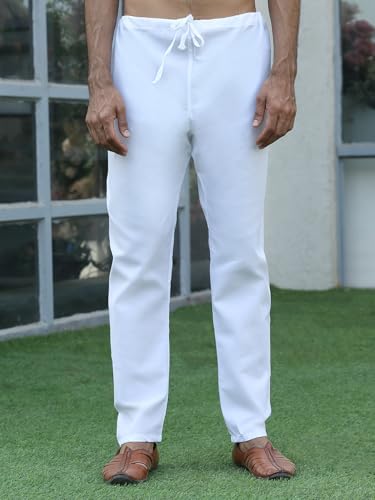 Image of KRAFT INDIA Men's Cotton Solid Kurta With Drawstring Pyjama Set