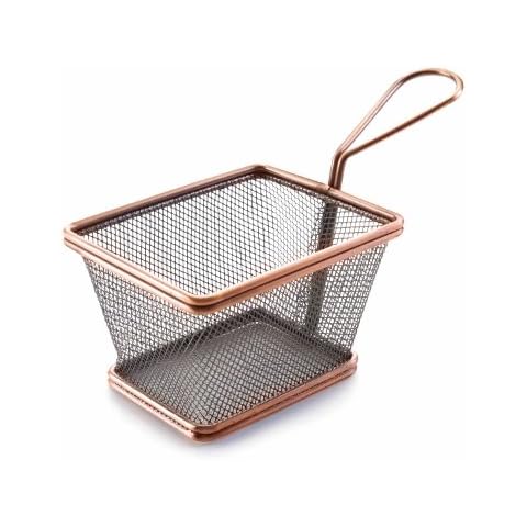 TAMLED Mini - Frittierkorb Servierschale Edelstahl Farbe Bronze Cover