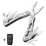 Multitool Locking Pliers with Knife and Screwdrivers - Small EDC and Survival Pocket Folding Spring Loaded Mini Tool - Portable Tactical Army Utility Multi Function Tool - Grand Way 2230