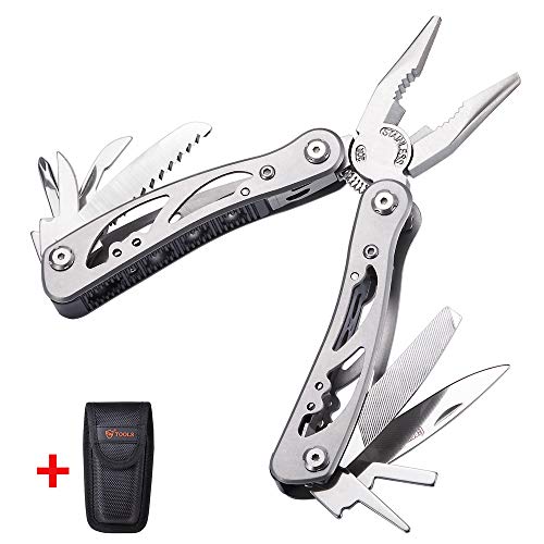 Multitool Locking Pliers with Knife and Screwdrivers - Small EDC and Survival Pocket Folding Spring Loaded Mini Tool - Portable Tactical Army Utility Multi Function Tool - Grand Way 2230
