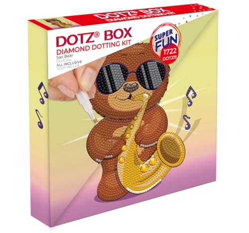 Image of DIAMOND DOTZ Sax Bear Dotz Box Animal Diamond Painting Kits for Adults - Diamond Art Kits a Relaxing Creative Craft Kit with Dotz Gems 8.7 inchx8.7 inch