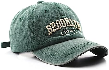 Men Cap Brooklyn Embroidery Washed Baseball Cap Sun Hat Green