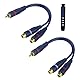 BRIEFCEC Cinch Splitter Kabel Cinch Y Adapter 15cm Subwoofer für Phono,AV,Coaxial Audio RCA Kabel (1-Stecker zu 2-Buchse, 2Stü, Blau)