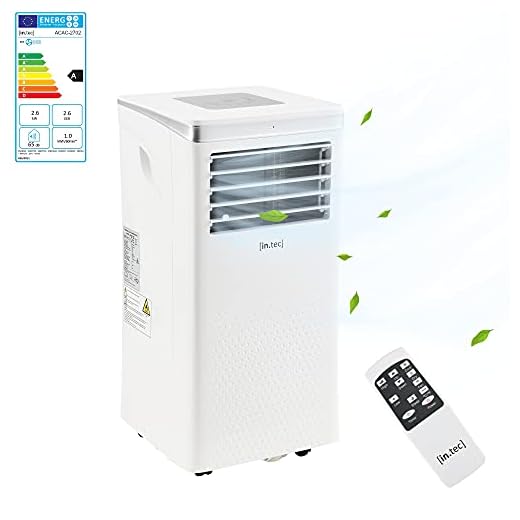 in.tec Aire Acondicionado Portátil 70,1 x 35 x 34,8 cm Climatizador Evaporativo 9000 BTU Enfriador de Aire 2 Niveles de Ventilación Ventilador de Torre Móvil Pantalla LED Digital Blanco