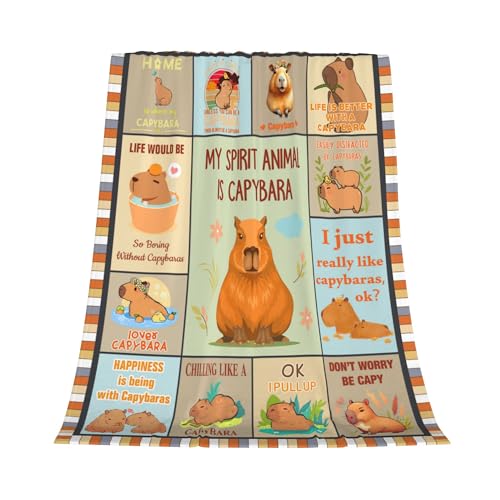 Gelasgo Couverture Capybara - Flanelle et peluche ultra douce - Cadeau mignon Capybara pour adultes et enfants | Confortable, chaude et légère - Literie toutes saisons pour canapé, lit, voyage, 100 x