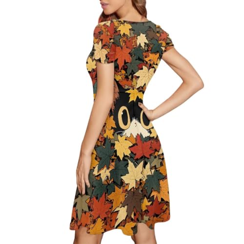 Image of AFPANQZ Womens Casual Summer Lightweight Vintage Dress Short Sleeve Midi Dress Knee-Long Luxury Formal Dress