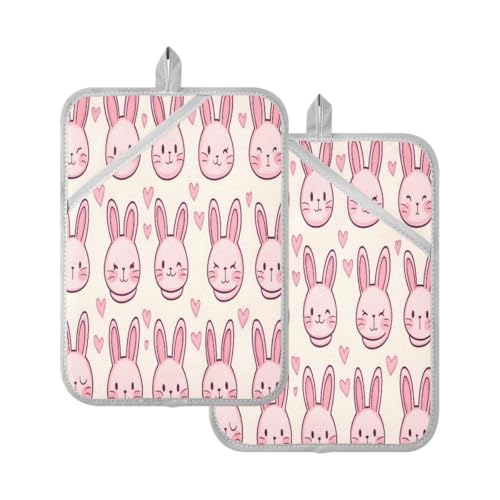 JUMBEAR Lovely Rabbits - Juego de soportes para ollas con bolsillo para cocina, resistentes al calor, manoplas de horno, almohadillas calientes, salvamanteles para hornear y cocinar, 7 x 9 pulgadas