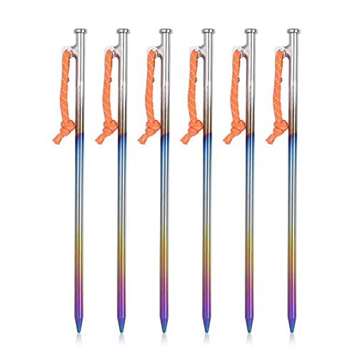 Boundless Voyage 6pcs/lot Titanium Alloy Tent Pegs Outdoor Camping Awning Tent Stakes Lightweight Hiking Climbing Tent Nail (24CM-Ti4016P)