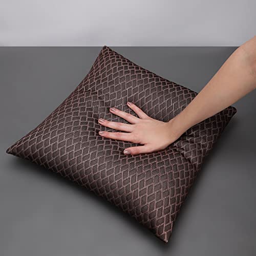 Image of LA VERNE Luxury Premium Cloth Microfibre Blown Technology Filled Sofa Cushion Filler Pack of 5 (16 inchX16 inch) (Brown)