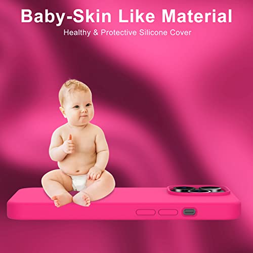 Deenakin Iphone 14 Pro Max Case With Screen Protector,Soft Flexible Silicone Gel Rubber Bumper Cover For Women Girls,Slim Fit Shockproof Protective Phone Case For Iphone 14 Pro Max 6.7" Hot Pink #TOP5