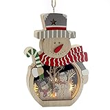 Snowman Ornaments for Christmas,Gouraml Wooden Christmas LED Ornaments,Table Decorations Tree Snowman Hanging Ornaments Crafts Gifts for Xmas Party