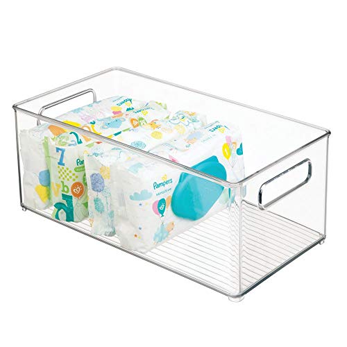 mDesign Deep Storage Organizer Container, Handles for Kids/Child Supplies in Kitchen, Pantry, Nursery