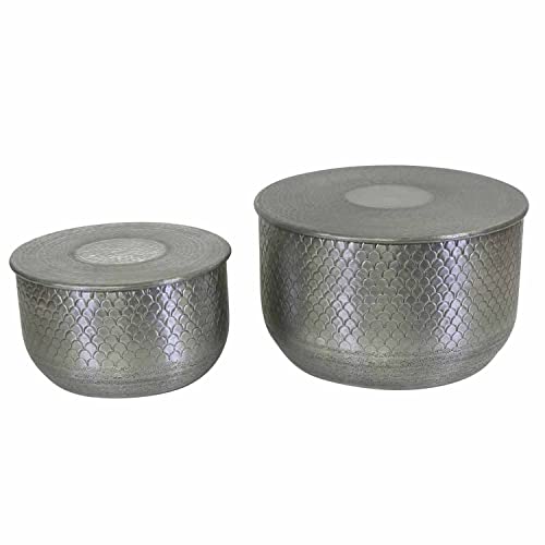 Table Basse Table de Salon Alava, Lot de 2 Tables d´appoint Style marocain Rondes Aluminium Table de Canapé Modern TSV8051 CASA Moro