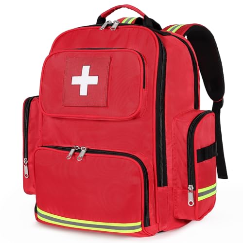 Image of Gatycallaty First Aid Backpack Medical Emt First Responder Bag Empty Ems Emergency Home Health Hiking Trauma Travel Camping (Red, Large)