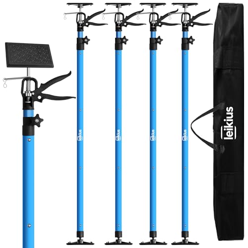 4PK Steel Cabinet Jacks for Installing Cabinets,45.3-114.3 Inches Zip Wall Dust Barrier Poles,Quick Support Rod,Adjustable 3rd Hand Support System,Telescopic Third Support Pole for Zipwall