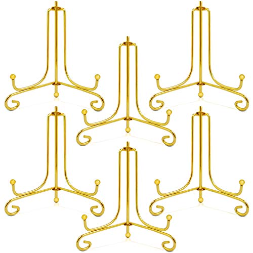 Sonku 6 Stück Präsentationsständer, 10,2 cm, goldenes Eisen, Foto-Halter, Ständer, dekorative Teller, Display-Bilderrahmen, Kunstwerke Cover