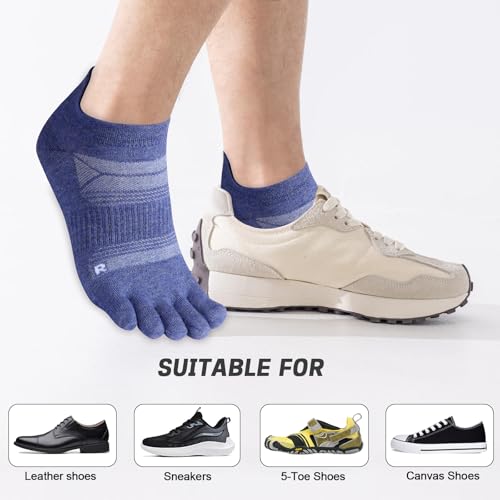Image of HABITER Merino Wool Toe Socks for Men & Women-50% Merino Wool,No Show,Lightweight,Arch Support Hiking Socks,Running,Long Walk