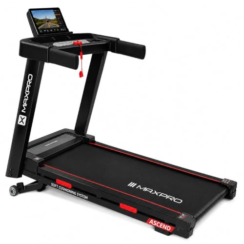 Image of Maxpro Ascend 5Hp Peak BLDC Motor|14km /h Speed |15 Level Motorized Incline LED Display with Tablet Holder | 12 Preset Program |120Kg User Weight | Auto Incline Treadmill for Home use