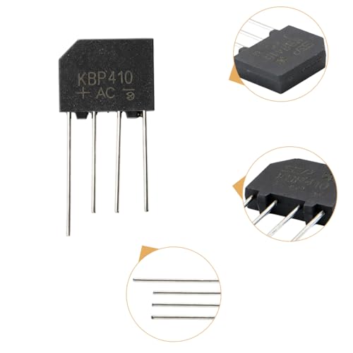 Voyoo 10 Stück KBP410 Brückengleichrichterdiode einphasig, 1000 V / 4A, Vollwelle 4 Ampere 1000Volt elektronische Siliziumdioden, 4Pins