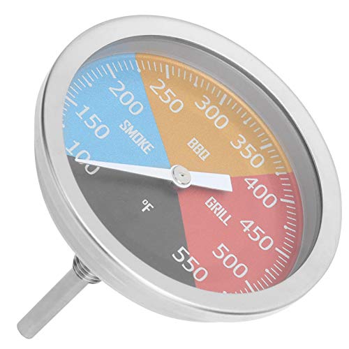 Metal Temperature Gauge, 100?550? Metal Oven Temperature Gauge Pointer Type, Dial Thermometer for Smoke BBQ Grill Household Cooking