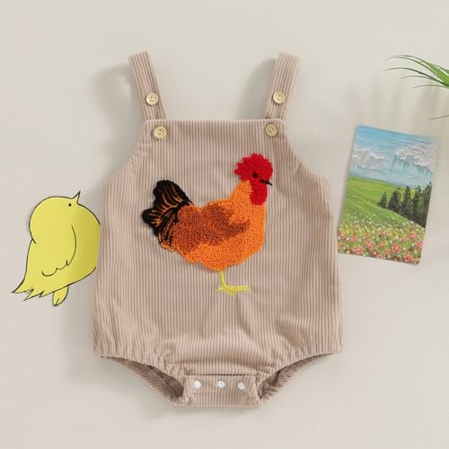 Tsnbre Newborn Baby Boy Girl Summer Outfits Corduroy Romper Farm Chicken Baby Overalls 0 3 6 9 12 Months Infant Clothes2