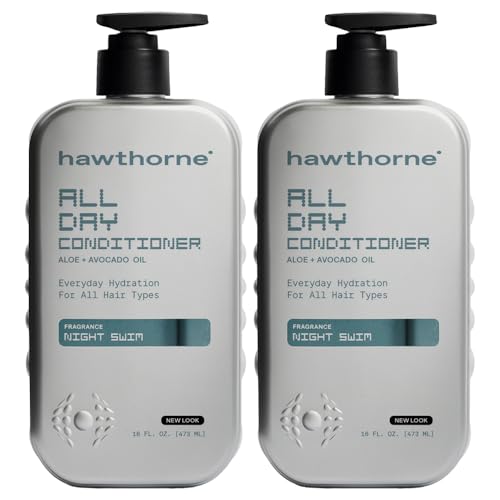 Hawthorne All Day Mens Conditioner. Sulfate Free Paraben Free Conditioner for Men with Argan Oil & Avocado Oil for Stronger Healthier Hair. Night Swim Cologne Scent. 16 fl. oz. 2-Pack.
