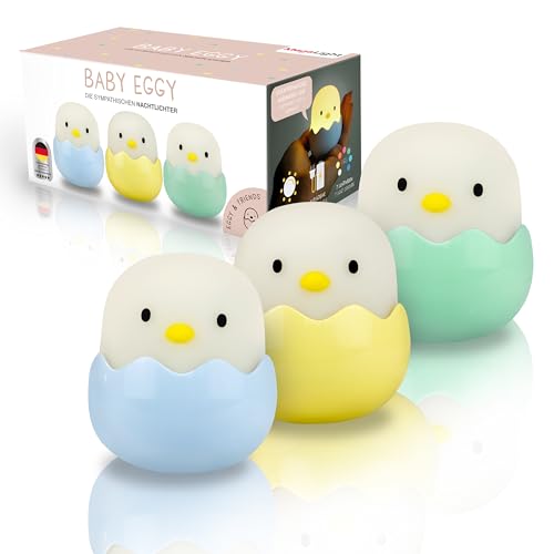 MegaLight Luz nocturna LED niños | Luz nocturna bebé sin piezas pequeñas tragables | Luz lactancia táctil regulable | Lámpara de noche carga USB | Baby Eggy