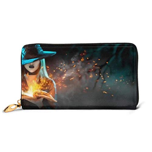 Preisvergleich Produktbild JHGFG Mode Handtasche Reißverschluss Brieftasche Halloween Hexe Mädchen Zauberbuch Zauber Telefon Clutch Geldbörse Abend Clutch Blocking Leder Brieftasche Multi Card Organizer