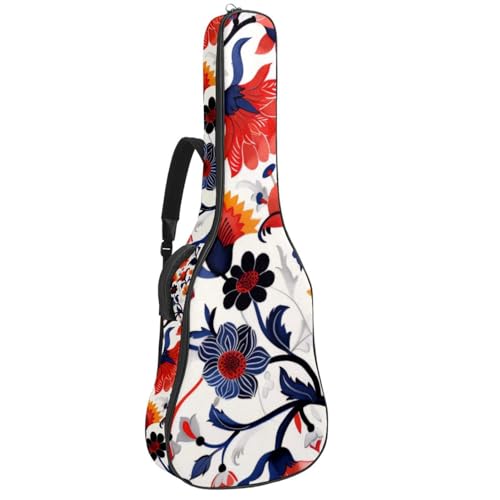 Sac pour guitare folk acoustique à fleurs rouges pour les voyages