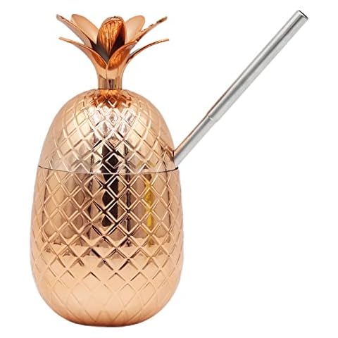 Remorui Cocktail Glass Modern Simplicity Juice Beer Pineapple Cups Portable Eco-friendly Bronze Red Cover