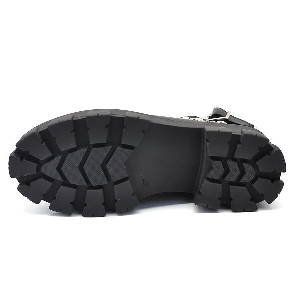 IF Fashion Scarpe da Donna Stivali Stivaletti Biker Fibbie Borchie Primaverili Traforati GR-6608