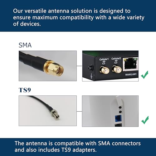 Image of 2x2 MIMO Antenna 5G 4G LTE External Directional for T-Mobile Home Internet, Verizon, AT&T | 32.8' SMA Cable, TS9 Adapters