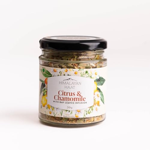 Image of Himalayan Haat Citrus, Chamomile & Tejpatta Infusion - Caffeine-Free Herbal Tea Blend | Rich in Vitamin C & Antioxidants | Anti-Inflammatory | 30g