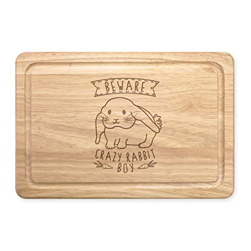 Attention Fou Lapin Garçon Rectangulaire Planche à Découper en Bois