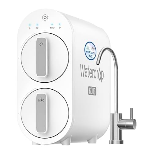 Waterdrop G2P600 Reverse Osmosis System, 600 GPD Tankless RO Water Filter System, Under Sink RO System, 7 Stage Filtration, 2:1 Pure to Drain, Reduce TDS, FCC Listed, USA Tech White G2P600 6