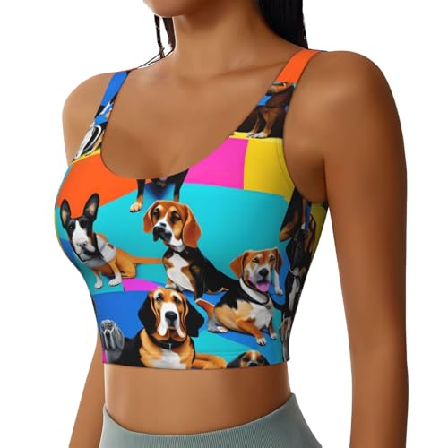 Soutien-gorge de sport yoga et débardeur polyvalent femme Beagle Patterns