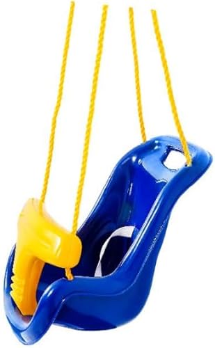 Miniatura 3 de Gorilla Playsets 04-0032-B Columpio infantil de plástico de respaldo alto con barra T amarilla y cuerda, azul con amarillo