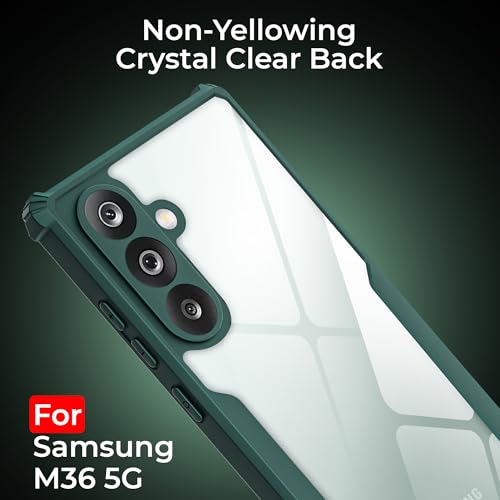 Image of A rtistque Transparent Back Cover Case for Samsung Galaxy M36 / F36 | Acrylic Armor | Anti-Drop | Shockproof TPU Edge | Samsung M36 Back Cover - Green